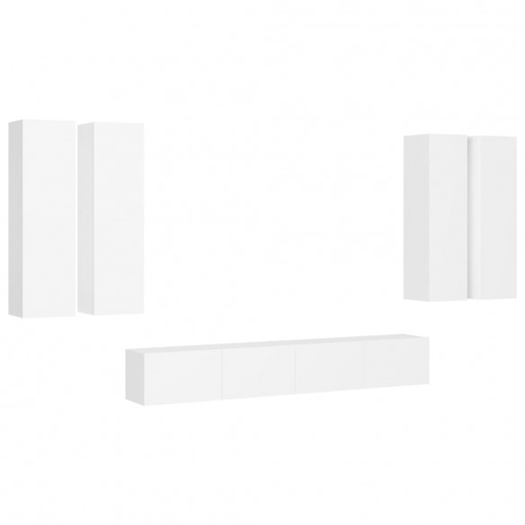 Ensemble de meuble TV 6 pcs Blanc Aggloméré