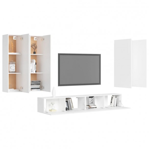 Ensemble de meuble TV 6 pcs Blanc Aggloméré