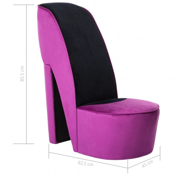 Chaise en forme de chaussure à talon haut Violet Velours