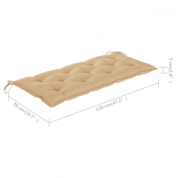 Banc de jardin pliable avec coussin 118 cm Bambou