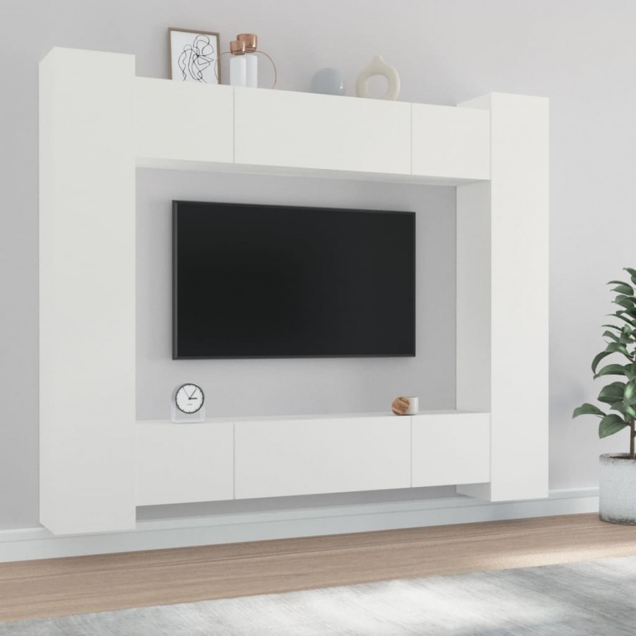 Ensemble de meubles TV 8 pcs Blanc Bois d'ingénierie