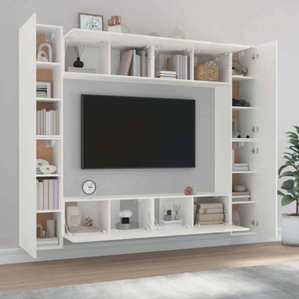 Ensemble de meubles TV 8 pcs Blanc Bois d'ingénierie