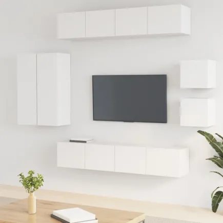 Ensemble de meubles TV 8 pcs Blanc