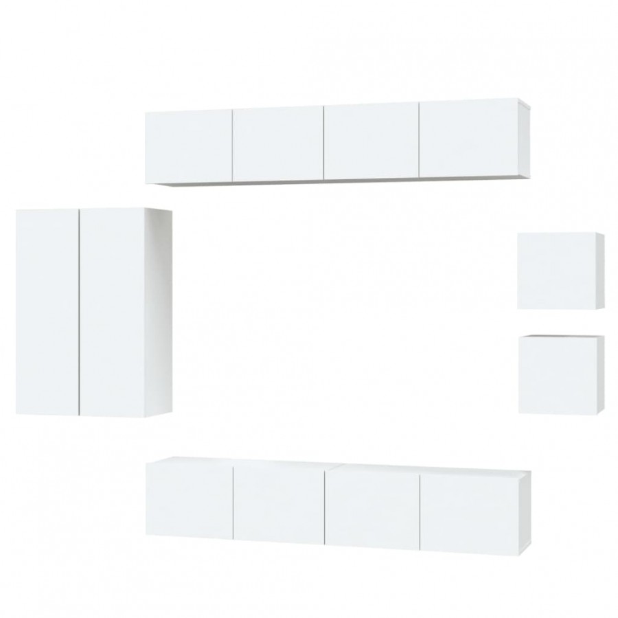 Ensemble de meubles TV 8 pcs Blanc  Ensemble de meubles TV 8 pcs Blanc