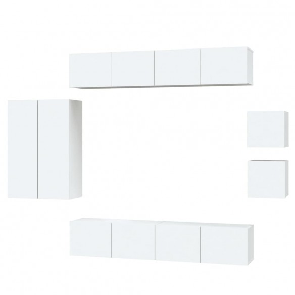 Ensemble de meubles TV 8 pcs Blanc Bois d'ingénierie