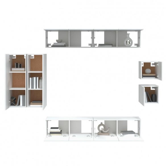 Ensemble de meubles TV 8 pcs Blanc Bois d'ingénierie