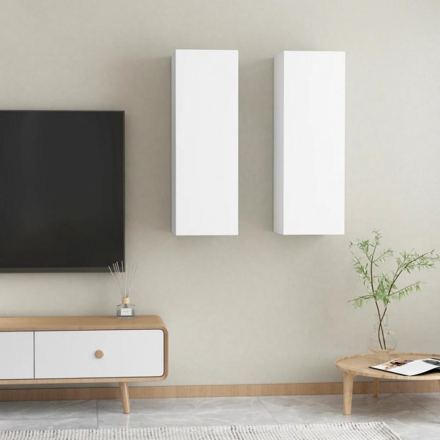 Meubles TV 2 pcs Blanc 30,5x30x90 cm Aggloméré