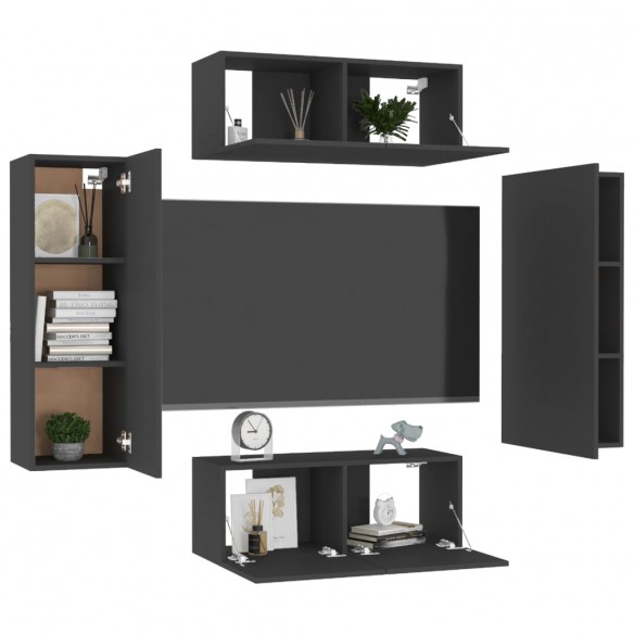 Ensemble de meubles TV 4 pcs Noir Aggloméré