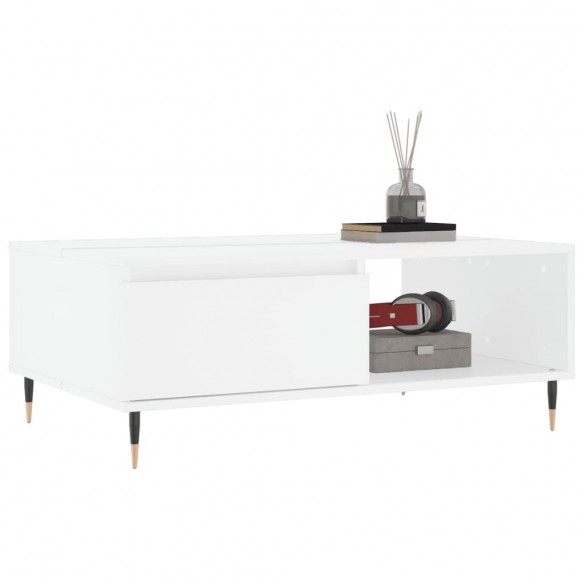Table basse blanc 90x60x35 cm bois d'ingénierie
