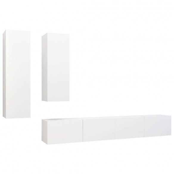 Ensemble de meuble TV 4 pcs Blanc Aggloméré