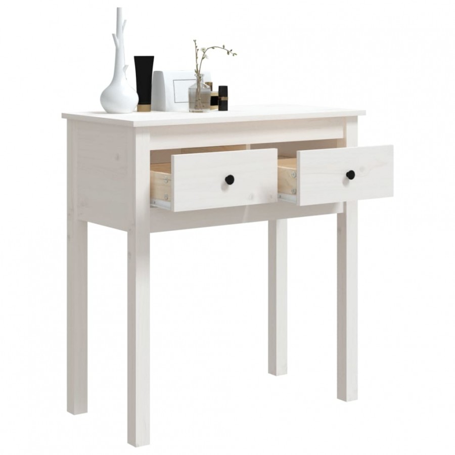 Table console Blanc 70x35x75 cm Bois massif de pin
