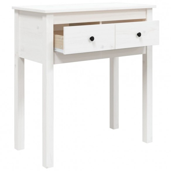 Table console Blanc 70x35x75 cm Bois massif de pin