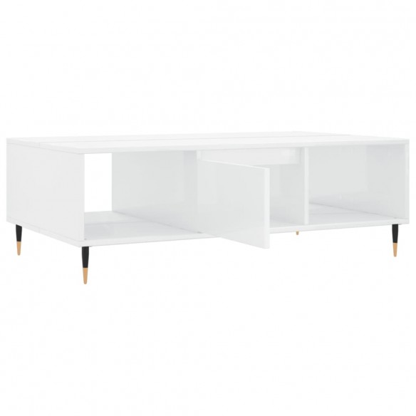 Table basse blanc brillant 104x60x35 cm bois d'ingénierie