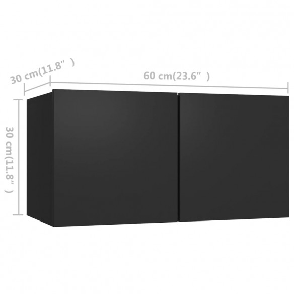 Ensemble de meubles TV 3 pcs Noir Aggloméré