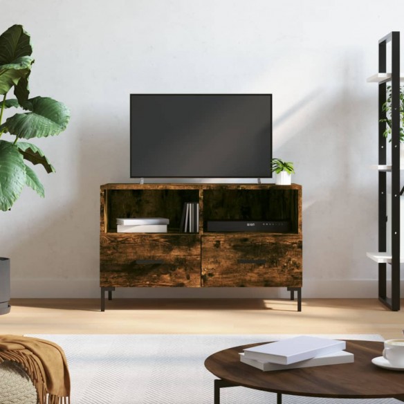 Meuble TV Chêne fumé 80x36x50 cm Bois d'ingénierie