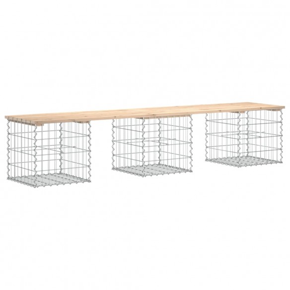 Banc de jardin design de gabion 203x44x42 cm bois massif de pin