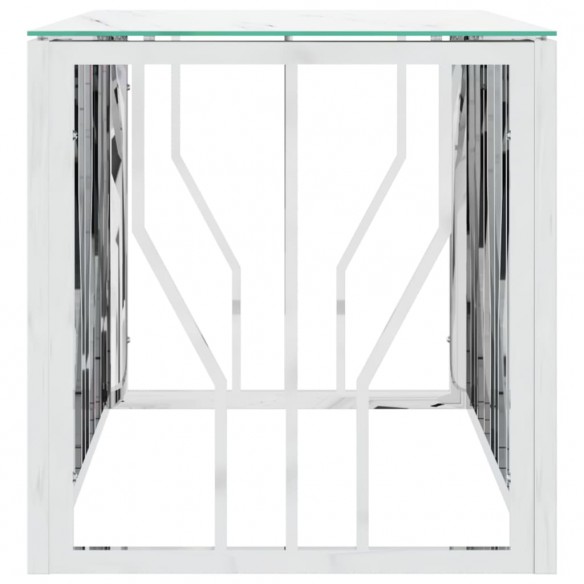 Table basse argenté 110x45x45 cm acier inoxydable et verre