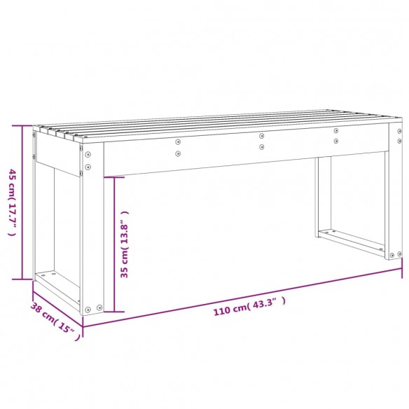 Banc de jardin gris 110x38x45 cm bois massif de pin