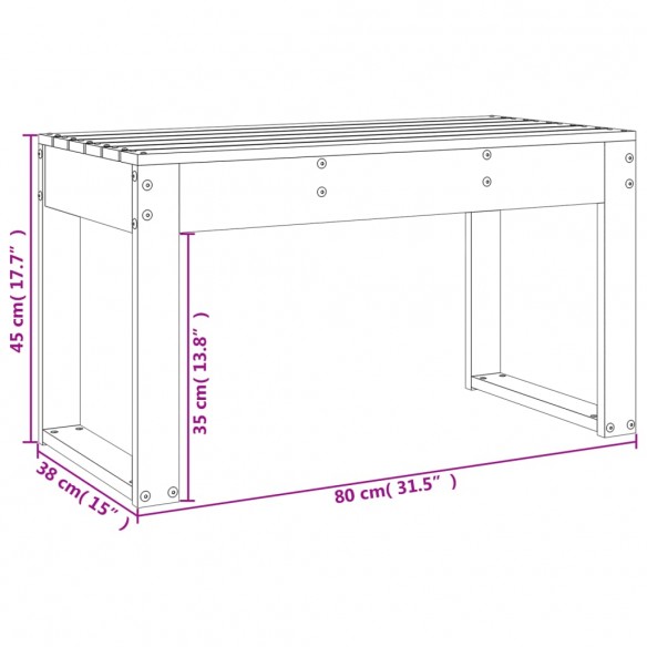 Banc de jardin gris 80x38x45 cm bois massif de pin