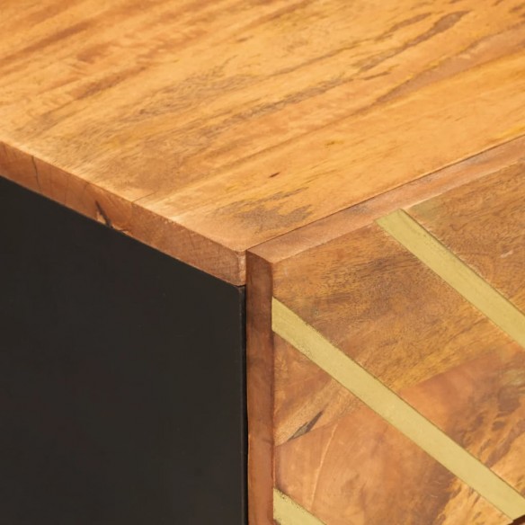 Table de chevet marron et noir bois de manguier solide