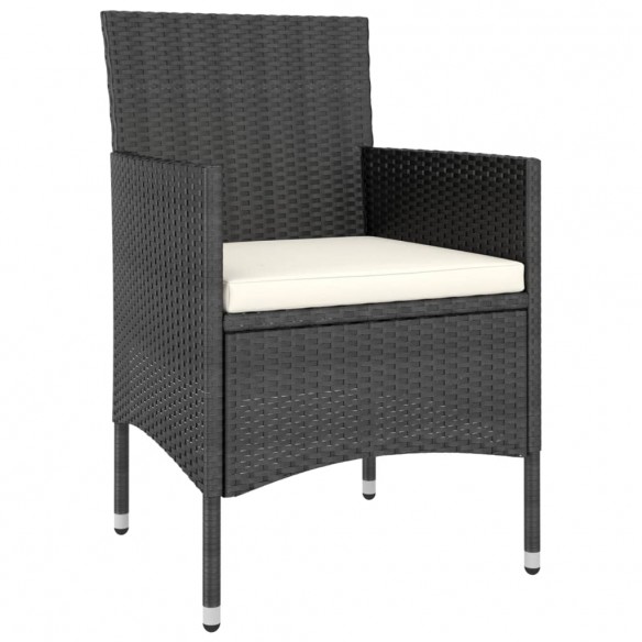 Jeu de chaise et tabouret de jardin 4 pcs Résine tressée Noir