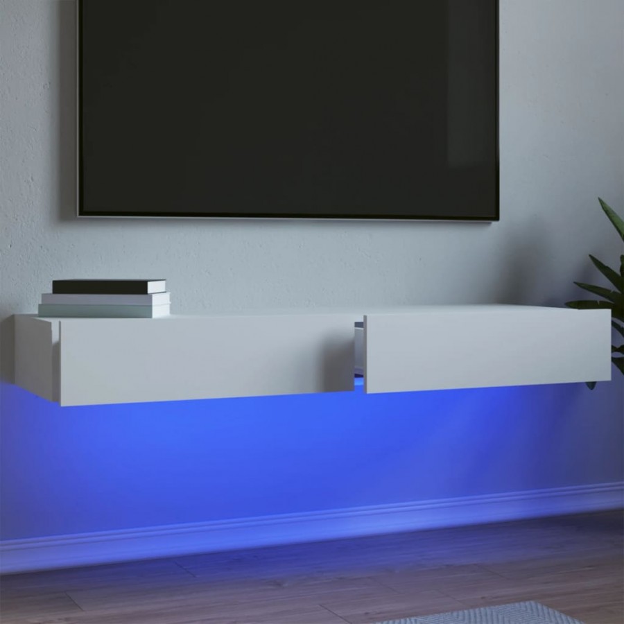Meubles TV avec éclairage LED 2 pcs blanc 60x35x15,5 cm