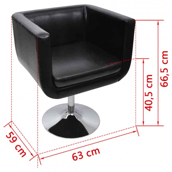 Chaise de bar lot de 2 cuir artificiel noir