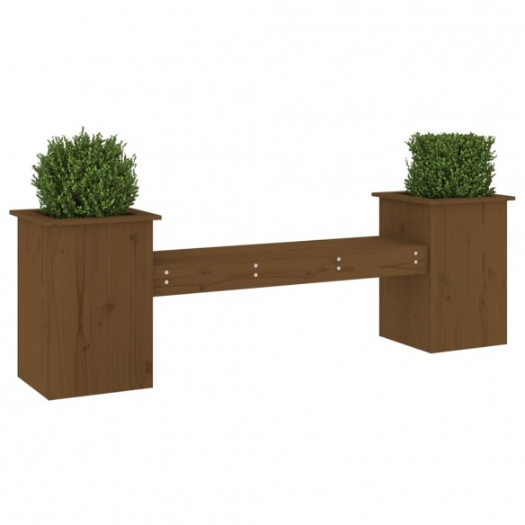 Banc avec jardinières marron miel bois massif de pin