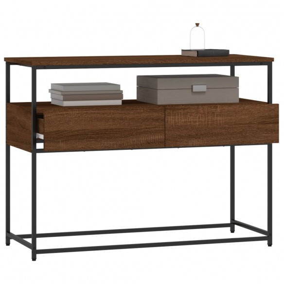 Table console chêne marron 100x40x75 cm bois d'ingénierie
