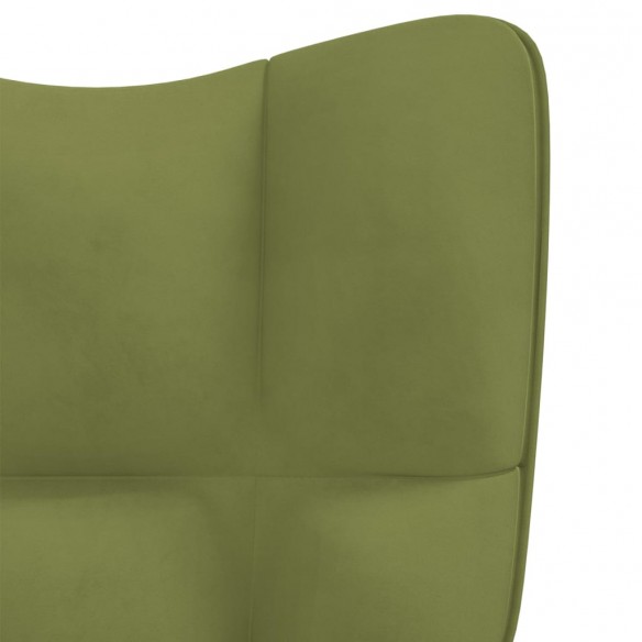 Chaise à bascule avec repose-pied Vert clair Velours