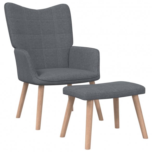 Chaise de relaxation avec tabouret Gris foncé Tissu