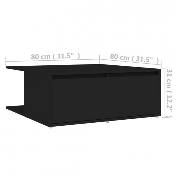 Table basse Noir 80x80x31 cm Aggloméré