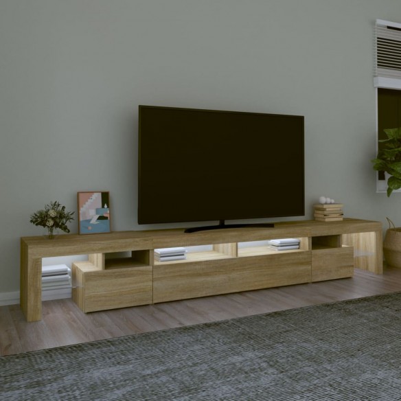 Meuble TV avec lumières LED Chêne sonoma 260x36,5x40 cm
