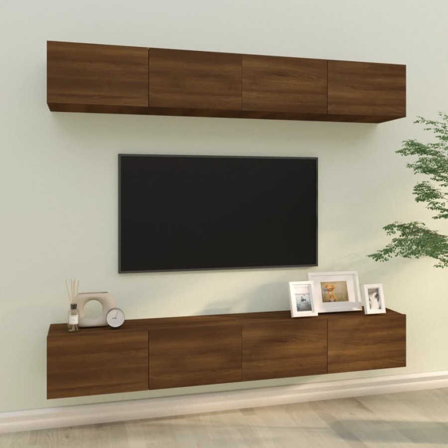 Meubles TV muraux 4 pcs Chêne marron 100x30x30 cm