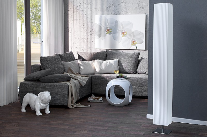 Lampadaire rectangulaire 160cm en tissu de latex plissé blanc