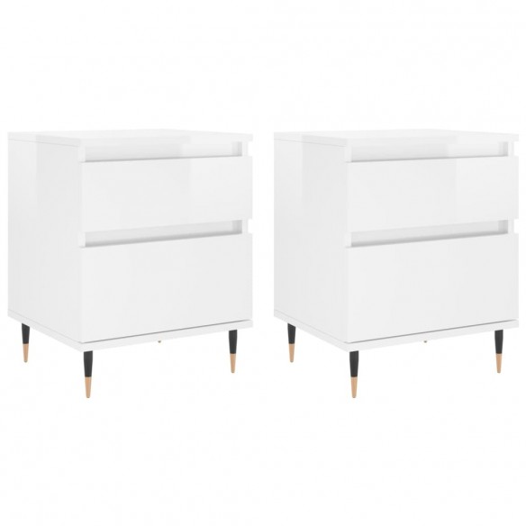 Tables de chevet 2 pcs blanc brillant 40x35x50 cm