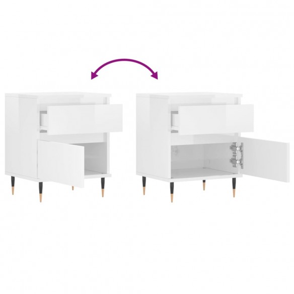 Tables de chevet 2 pcs blanc brillant 40x35x50 cm