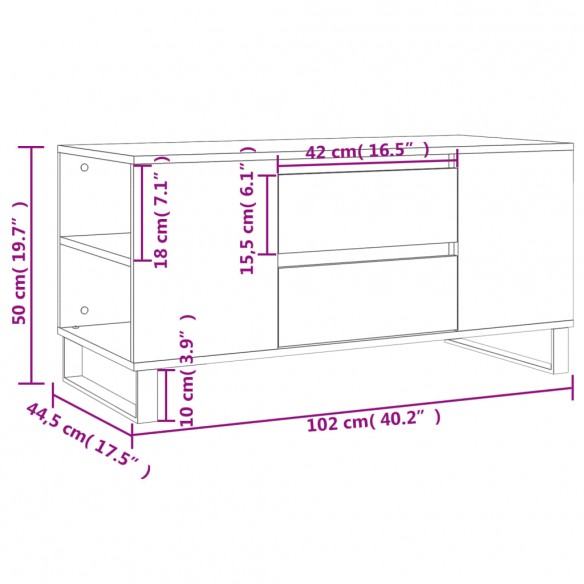 Table basse blanc brillant 102x44,5x50 cm bois d'ingénierie