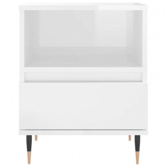 Table de chevet Blanc brillant 40x35x50 cm Bois d’ingénierie