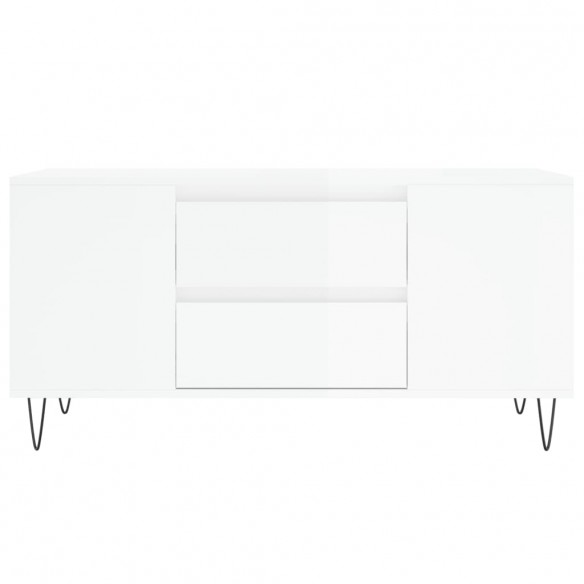 Table basse blanc brillant 102x44,5x50 cm bois d'ingénierie