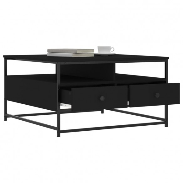 Table basse noir 80x80x45 cm bois d'ingénierie