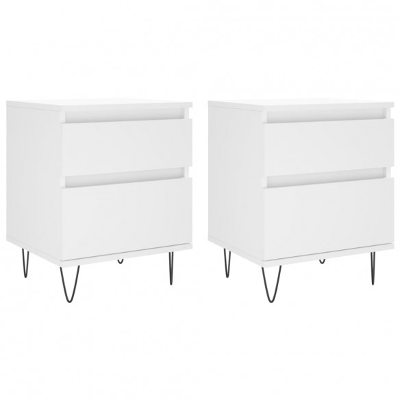 Tables de chevet 2 pcs blanc 40x35x50 cm bois d’ingénierie