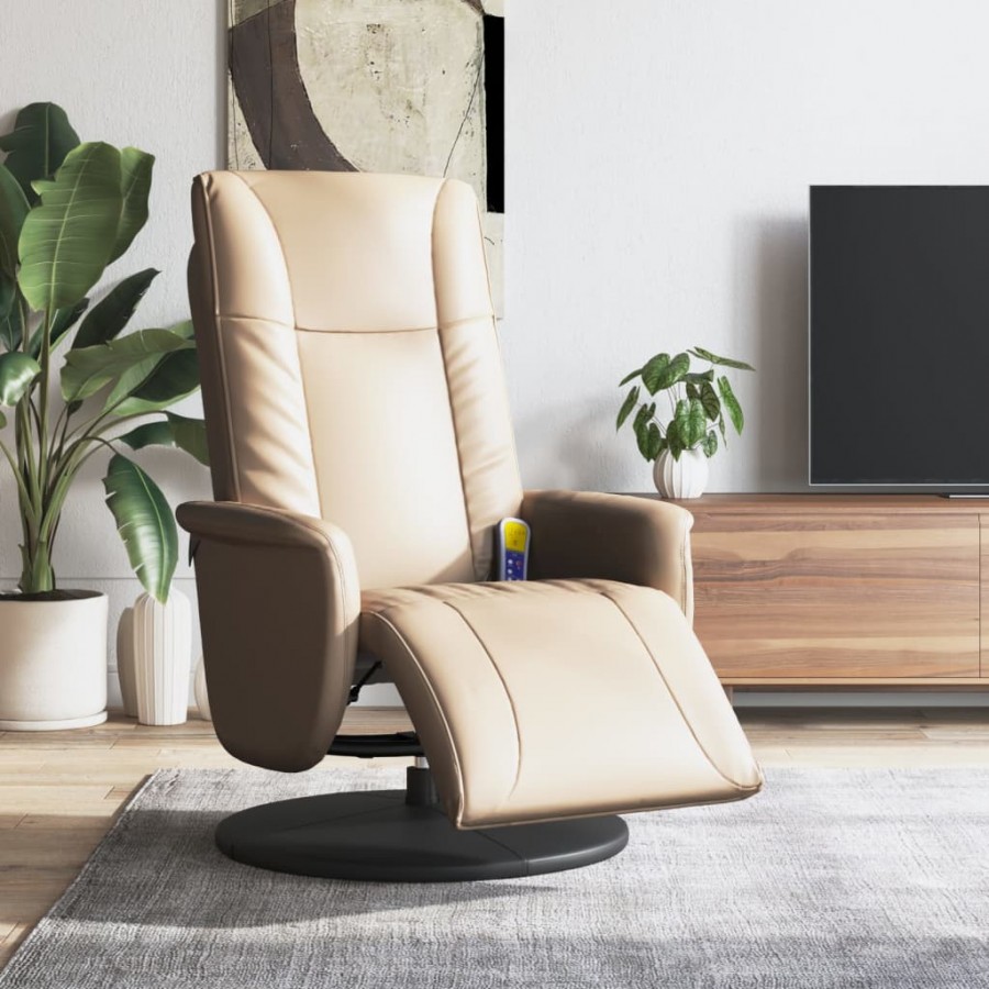 Fauteuil inclinable de massage repose-pieds cappuccino