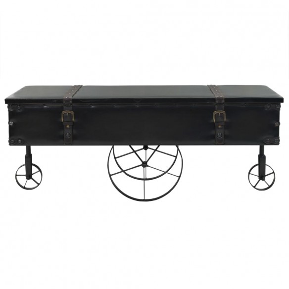 Table basse avec roulettes noir 110x52x43 cm bois d'ingénierie