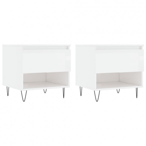 Tables basses 2 pcs blanc brillant 50x46x50cm bois d'ingénierie