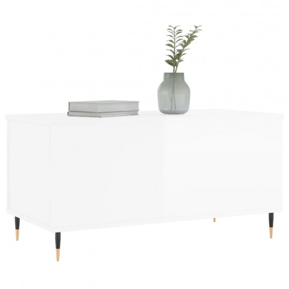 Table basse Blanc brillant 90x44,5x45 cm Bois d'ingénierie