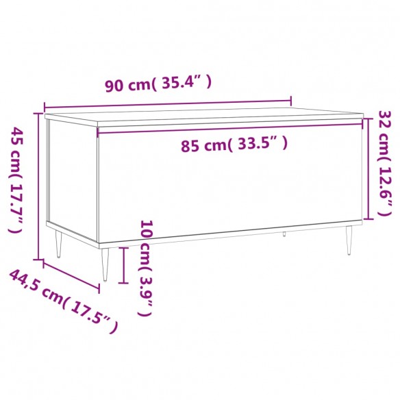 Table basse Blanc brillant 90x44,5x45 cm Bois d'ingénierie