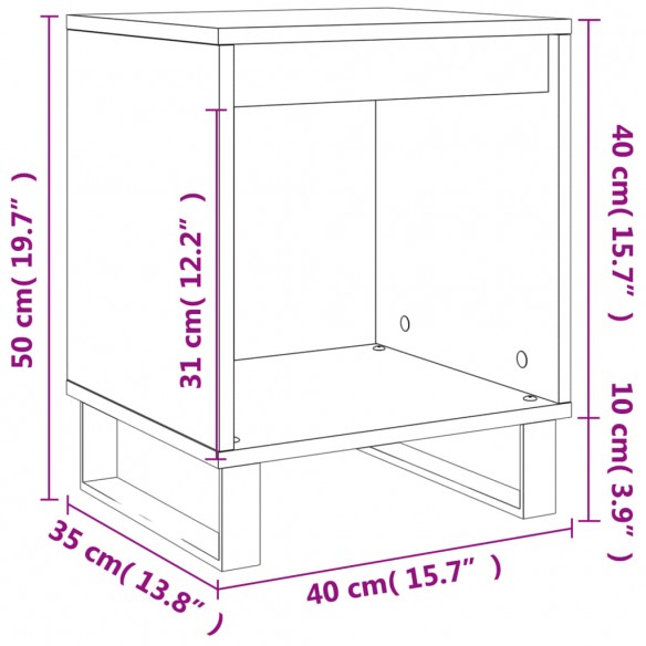 Tables de chevet 2 pcs blanc 40x35x50 cm bois d’ingénierie