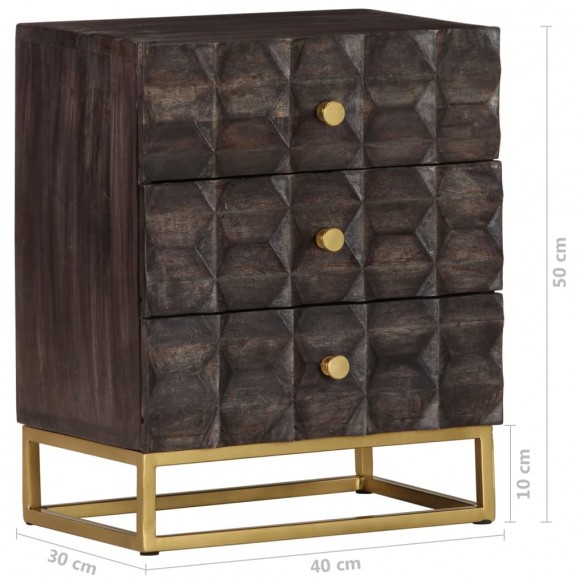 Table de chevet Noir 40x30x50 cm Bois de manguier massif