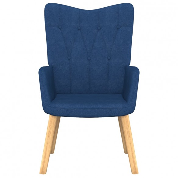 Chaise de relaxation avec tabouret Bleu Tissu